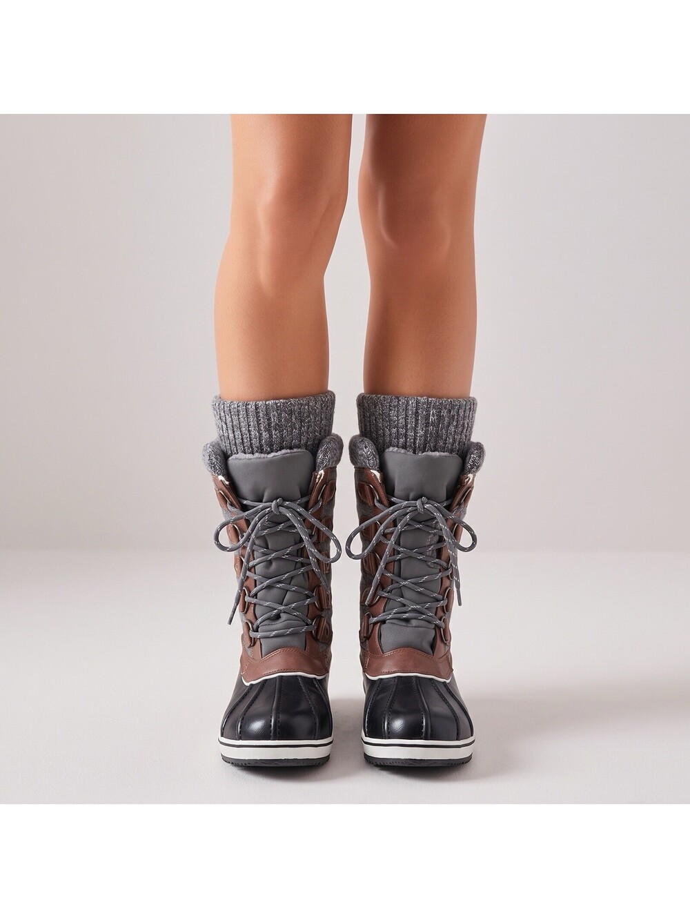 Dream Pairs Monte_02 Gray Winter Snow Boots Women’s US 7 Waterproof 3M